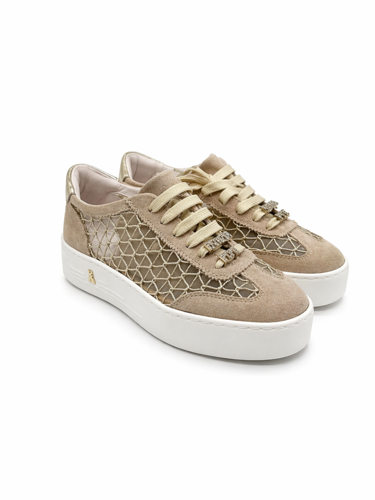 PATRIZIA PEPE - SUEDE BEIGE A RETE - Sneakers