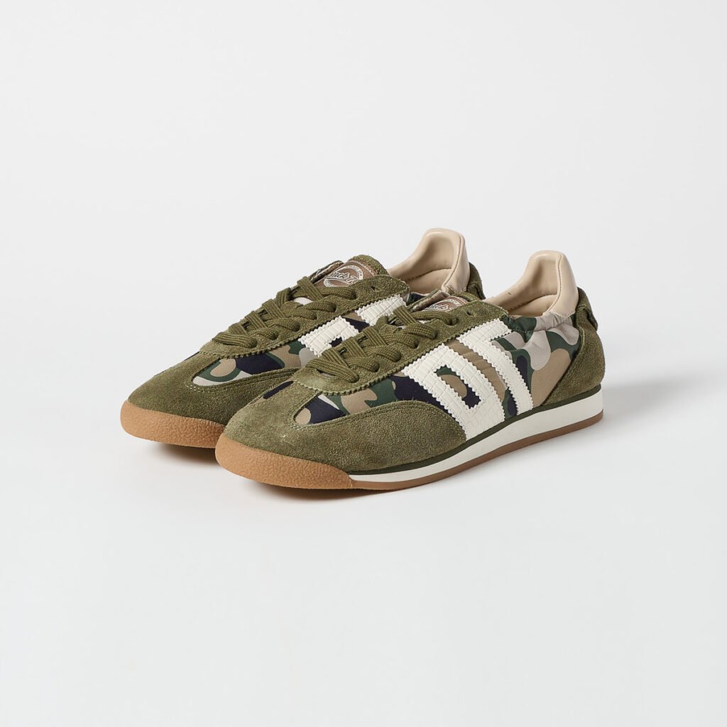 Back70 sneakers donna camouflage verde – pelle scamosciata e nylon, stile vintage casual