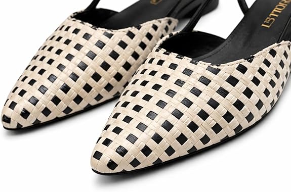 LES TULIPES Slingback Jasmine Dama Nero, Scarpe con Cinturino al Tallone, Punta Affusolata, Bianco e Nero - immagine 4