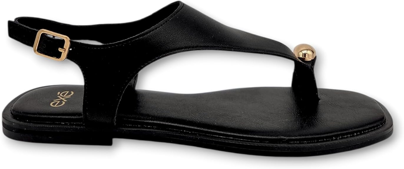 Exé - Sandalo Donna Infradito. Flat Eleganti con Cinturino e Dettaglio Oro. Desing Minimal Chic. Comfort Estivo Premium. - immagine 3