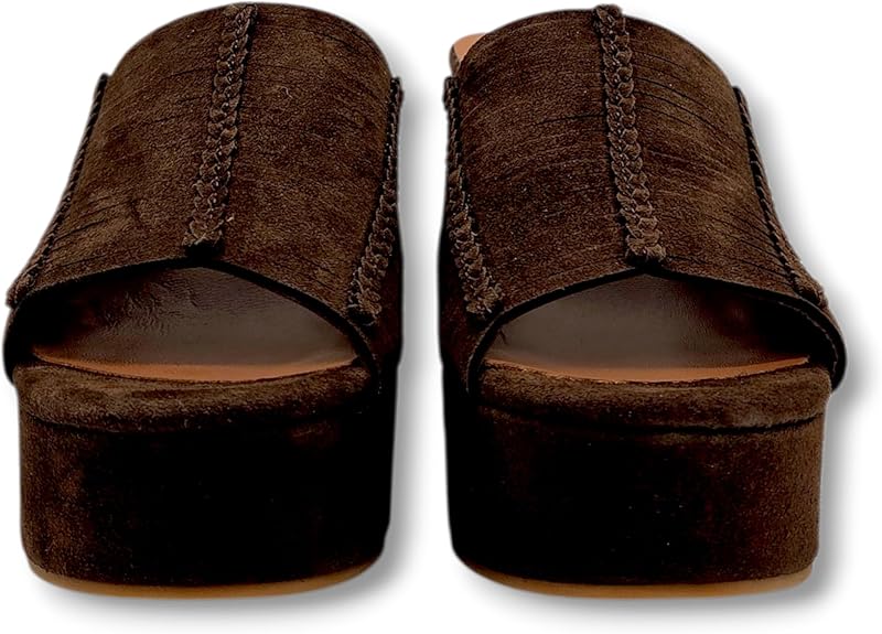LUCIANO BARACHINI. Zoccoli Donna con tacco largo e plateau in pelle scamosciata. Sandali sabot eleganti comodi estate. - immagine 8