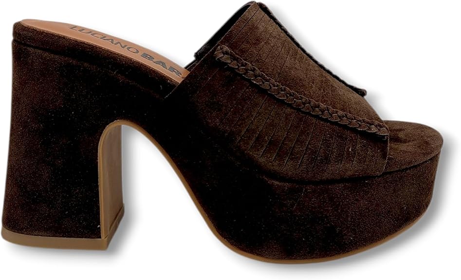 LUCIANO BARACHINI. Zoccoli Donna con tacco largo e plateau in pelle scamosciata. Sandali sabot eleganti comodi estate. - immagine 10