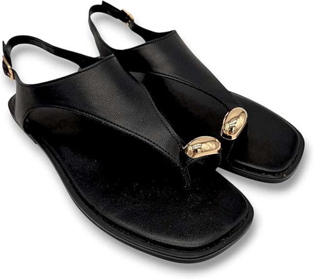 Exé - Sandalo Donna Infradito. Flat Eleganti con Cinturino e Dettaglio Oro. Desing Minimal Chic. Comfort Estivo Premium. - immagine 4