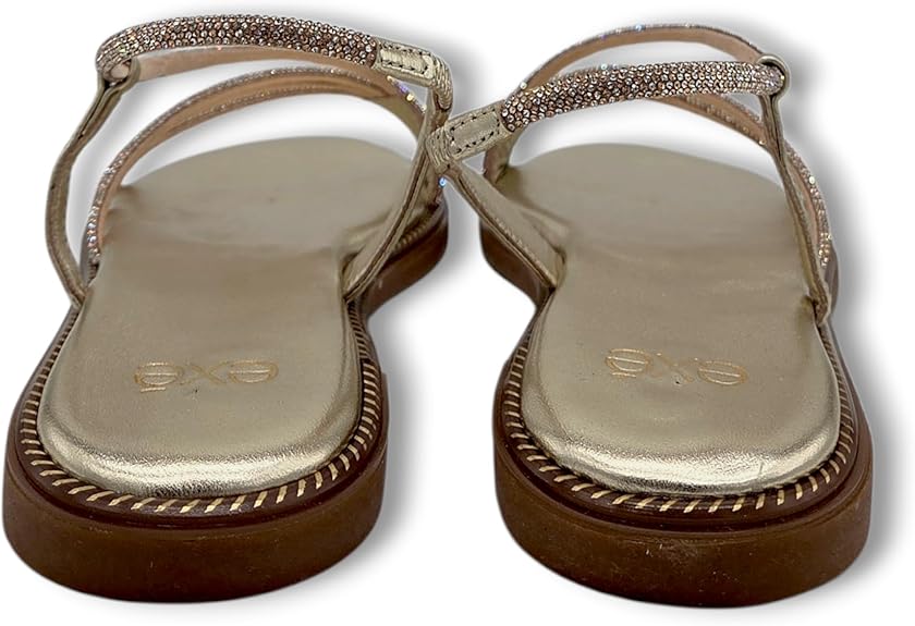 Exé - Sandalo Donna Eleganti con Strass. Sandalo Gioiello Basso Flat. Scarpa Estiva da Cerimonia, Sera e Occasioni Speciali. - immagine 7