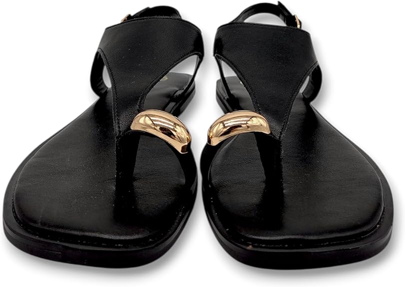 Exé - Sandalo Donna Infradito. Flat Eleganti con Cinturino e Dettaglio Oro. Desing Minimal Chic. Comfort Estivo Premium. - immagine 6