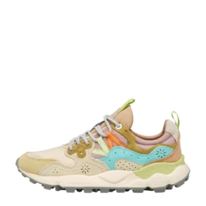 FLOWER MOUNTAIN - Yamano 3 Woman - Suede/Nylon - Cream - MIlk - Light blue