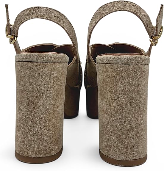 LUCIANO BARACHINI - Sandali Donna plateau con tacco largo. Pelle scamosciata e cinturino. Punta aperta. Comodi eleganti estate. - immagine 5
