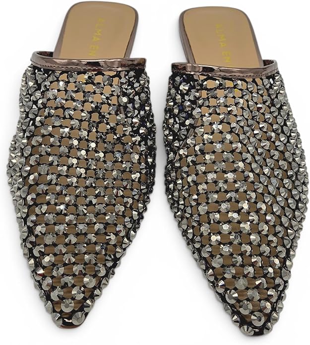 Alma en Pena - Sabot Donna elegante con strass. Mule glamour con tacco geometrico e desing brillante. - immagine 3
