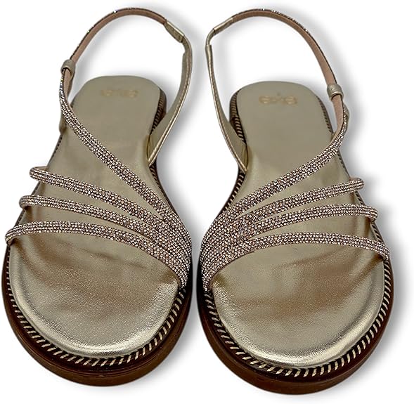 Exé - Sandalo Donna Eleganti con Strass. Sandalo Gioiello Basso Flat. Scarpa Estiva da Cerimonia, Sera e Occasioni Speciali. - immagine 8