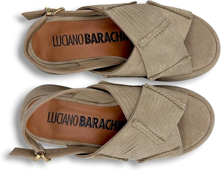 Generico LUCIANO BARACHINI - Sandali Donna plateau con tacco largo. Pelle scamosciata e cinturino. Punta aperta. Comodi eleganti estate. - immagine 4