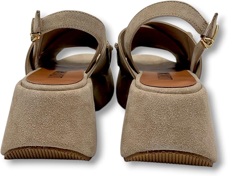 Generico LUCIANO BARACHINI - Sandali Donna plateau con tacco largo. Pelle scamosciata e cinturino. Punta aperta. Comodi eleganti estate. - immagine 5