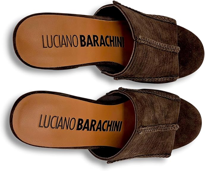 LUCIANO BARACHINI. Zoccoli Donna con tacco largo e plateau in pelle scamosciata. Sandali sabot eleganti comodi estate. - immagine 5