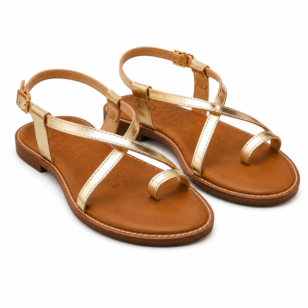 LES TULIPES Sandalo da Donna, Modello PG22, Colore Platino, Pelle Vacchetta, Stile Incrociato con Cinturino
