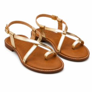 LES TULIPES Sandalo da Donna, Modello PG22, Colore Platino, Pelle Vacchetta, Stile Incrociato con Cinturino