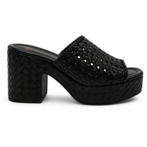 Exé - Sandalo Donna intrecciati con plateau e tacco. Sabot open toe eleganti in pelle. Scarpe estive casual chic slip on.
