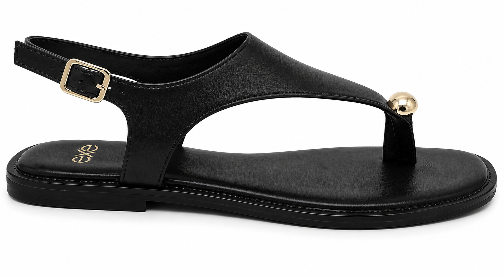 Exé - Sandalo Donna Infradito. Flat Eleganti con Cinturino e Dettaglio Oro. Desing Minimal Chic. Comfort Estivo Premium. - immagine 2