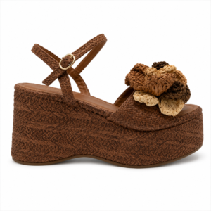 Exé - Sandalo Donna Platform in Rafia con Fiori. Zeppa Alta Leggera, Cinturino Regolabile. Stile Estivo Elegante.