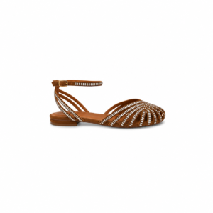 Exé - Sandali Donna Eleganti Bassi con Strass. Sandalo Flat Estivo, Punta Chiusa Intrecciata. Scarpe Sera e Cerimonia.