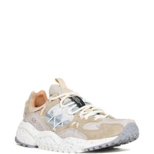 Queste sono sneakers Flower Mountain Yamabushi in camoscio beige e tessuto tecnico