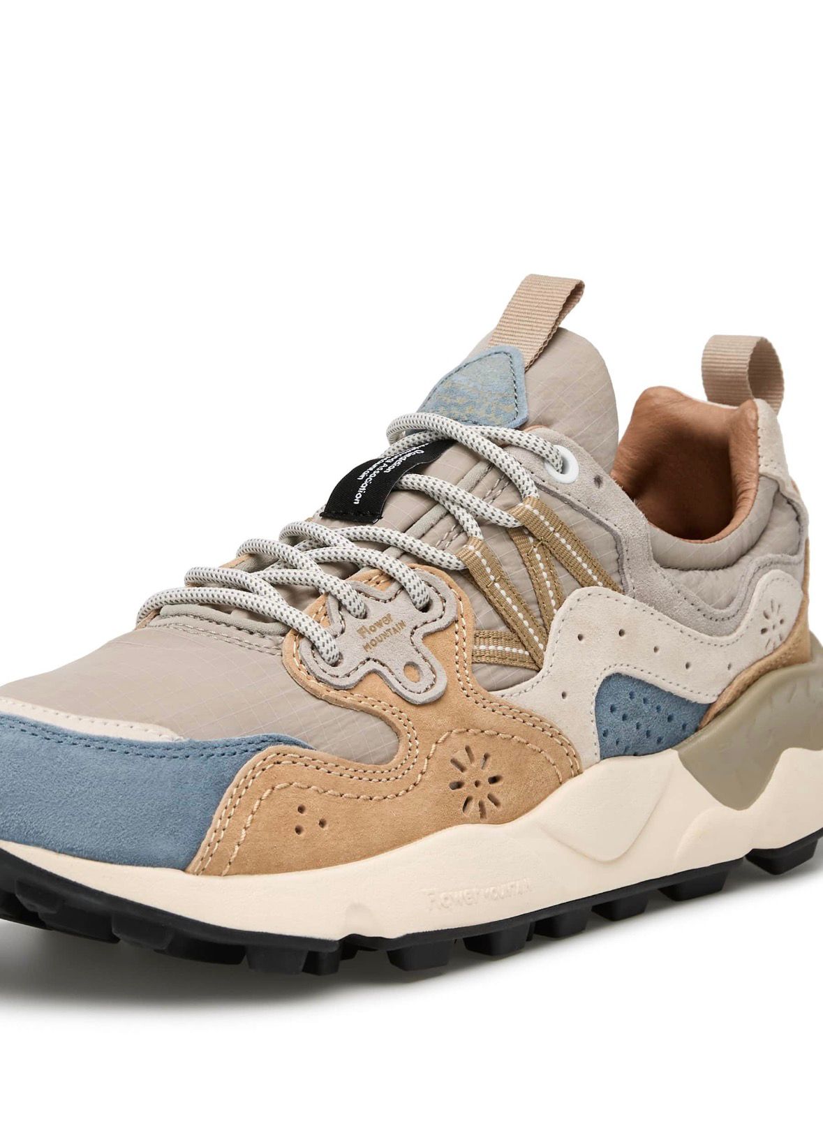 FLOWER MOUNTAIN - YAMANO 3 SNEAKERS IN SUEDE E NYLON DARK GREY E BEIGE - immagine 2