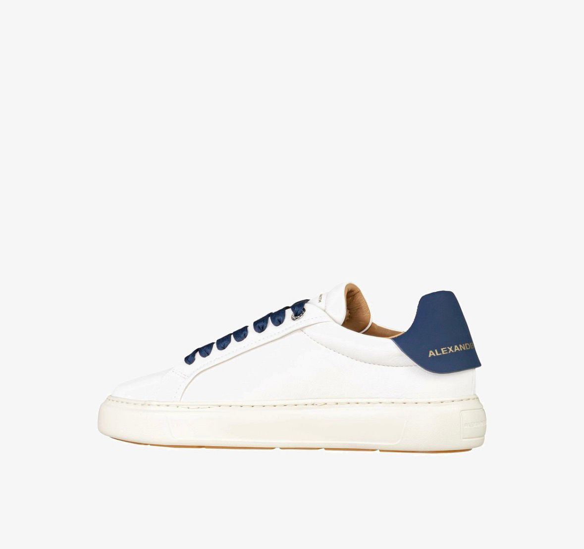 ALEXANDER SMITH - SOHO - Sneakers basse pelle bianca stringhe blu - immagine 2
