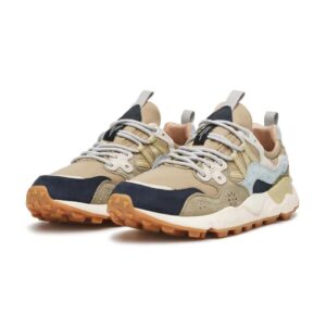 FLOWER MOUNTAIN Sneakers Tessuto Tecnico, con Inserti in Suede, Occhielli rinforzati con Lacci Stile Trekking, Sottopiede in Sughero Naturale Antibatterico, Suola in Gomma ultralegg