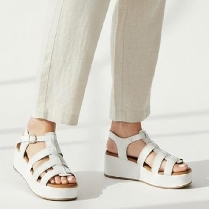 EVOCA - Sandali platform Donna con zeppa. Sandali gladiator open toe in pelle. Comfort per uso quotidiano - Bianco Latte - immagine 6