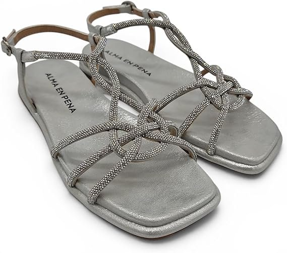 Alma en Pena - Sandalo Donna eleganti con strass e cinturino alla caviglia. Sandalo gioiello estivo casual chic. - immagine 4
