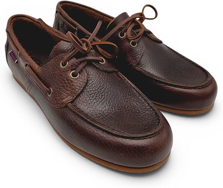 Sebago Docksides Owen Tumbled Uomo. Scarpa Barca in Pelle Martellata. Made in Portugal, Stringata Casual Elegante. (Marrone Cuoio, Sistema Taglie Calzature EU, Adulto, Uomo, Numero, Media, 44) - immagine 3