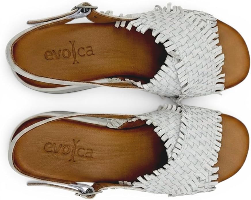 EVOCA - Sandalo Donna con zeppa platform in pelle intrecciata e fascia incrociata. Comfort estivo casual elegante. - immagine 3