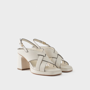 Sandalo slingback in pelle con tacco largo - Bruno Premi