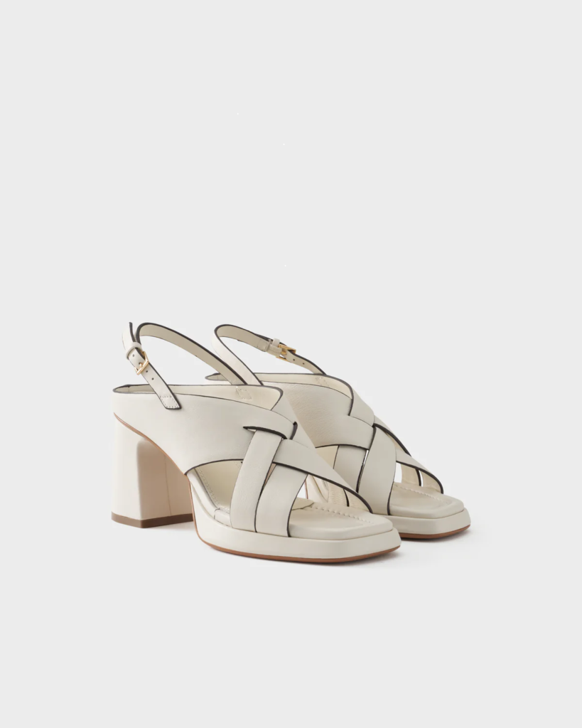 Bruno Premi Sandalo slingback in pelle con tacco largo Colore Bianco
