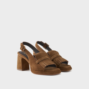 Sandalo slingback in pelle scamosciata con frange - BRUNO PREMI