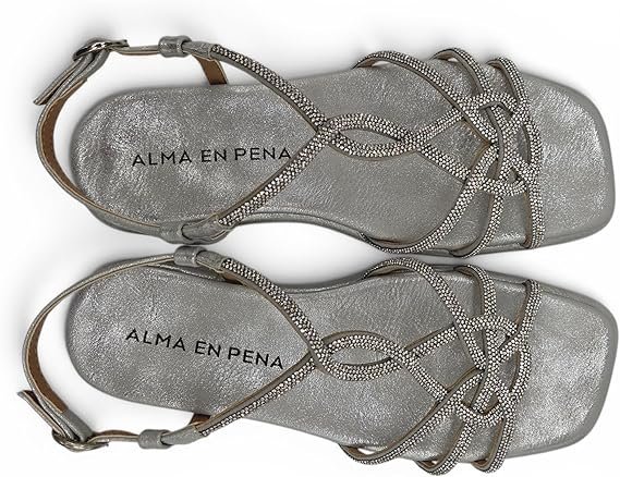 Alma en Pena - Sandalo Donna eleganti con strass e cinturino alla caviglia. Sandalo gioiello estivo casual chic. - immagine 5