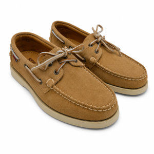 Sebago Docksides. Portland Flesh out Man. Scarpa a Barca Uomo in Pelle Scamosciata. Stile Nautico Casual, Cuciture a Vista e Suola Antiscivolo