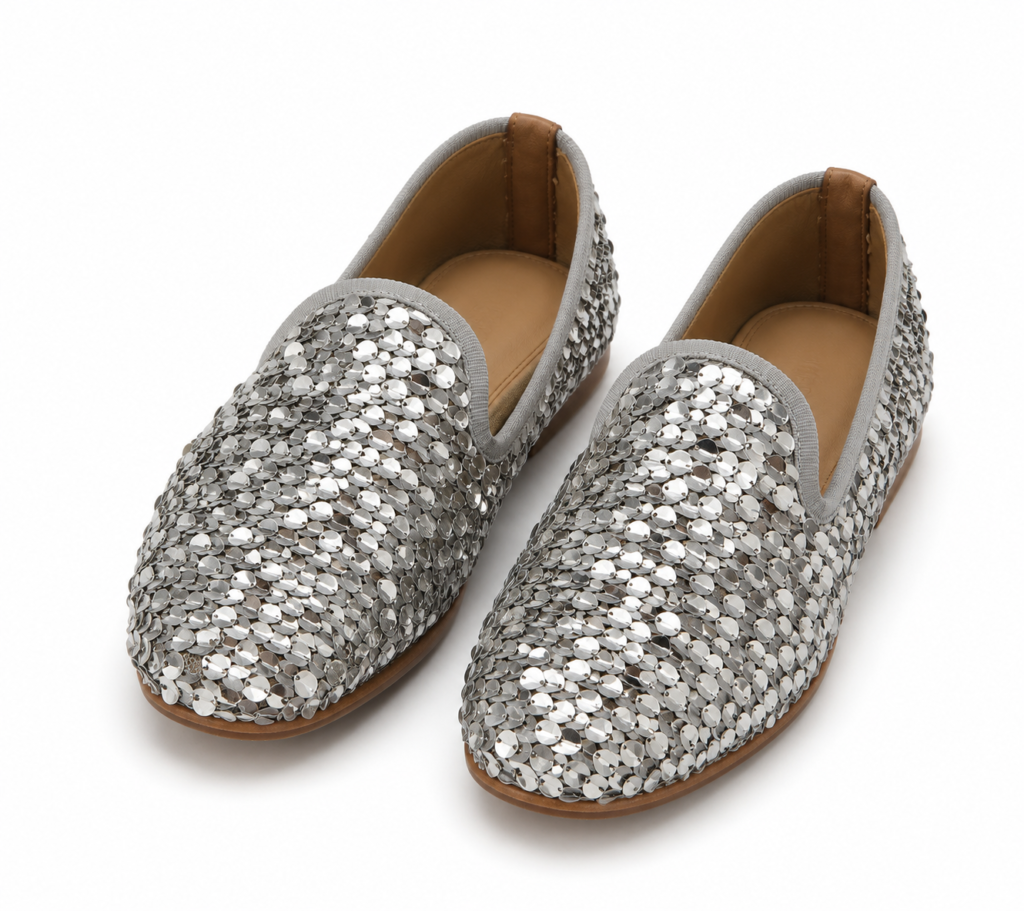 PROSPERINE - Ballerine Donna, Scarpe Eleganti Slip-on con Paillettes. Manifattura Italiana - ARGENTO