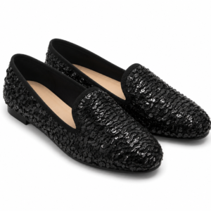 PROSPERINE - Ballerine Donna, Scarpe Eleganti Slip-on con Paillettes. Manifattura Italiana - NERO