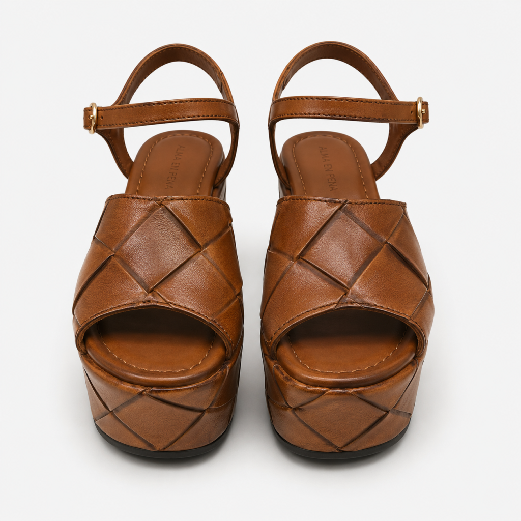 Pons quintana - Sandalo zeppa Donna in pelle intrecciata. Platform alta. Scarpa elegante e contemporanea.