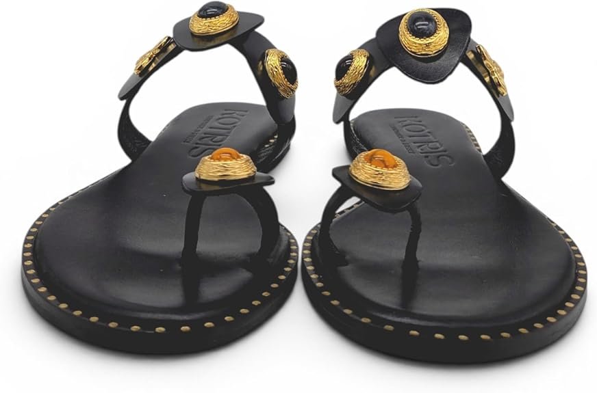 Sandali infradito Donna in pelle con applicazioni gioiello. Artigianali made in Greece. - immagine 5