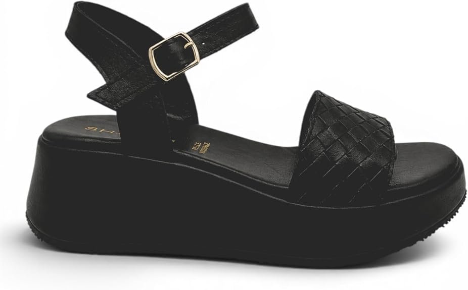 Shaddy - Sandali Donna con zeppa platform in pelle intrecciata e cinturino regolabile con fibbia. Comfort per primavera estate. - immagine 8