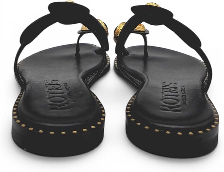 Sandali infradito Donna in pelle con applicazioni gioiello. Artigianali made in Greece. - immagine 4