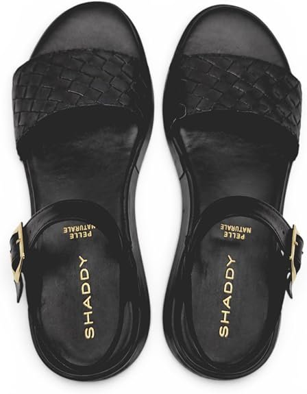 Shaddy - Sandali Donna con zeppa platform in pelle intrecciata e cinturino regolabile con fibbia. Comfort per primavera estate. - immagine 3