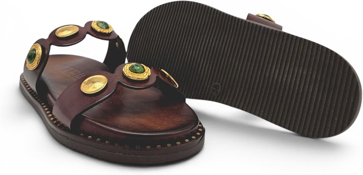 Sandali Donna flatform bassI in pelle artigianali e doppia fascia. Made in Greece - immagine 2