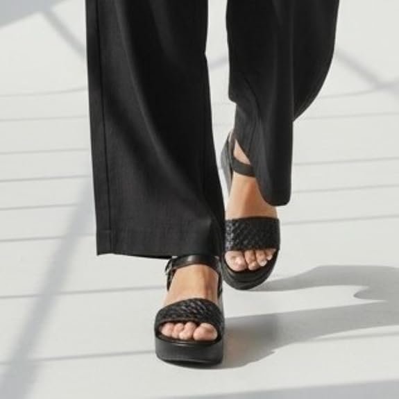 Shaddy - Sandali Donna con zeppa platform in pelle intrecciata e cinturino regolabile con fibbia. Comfort per primavera estate.