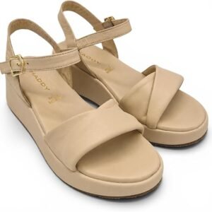 Shaddy - Sandalo Donna in pelle con zeppa platform leggera e cinturino regolabile alla caviglia. Comfort per primavera estate.