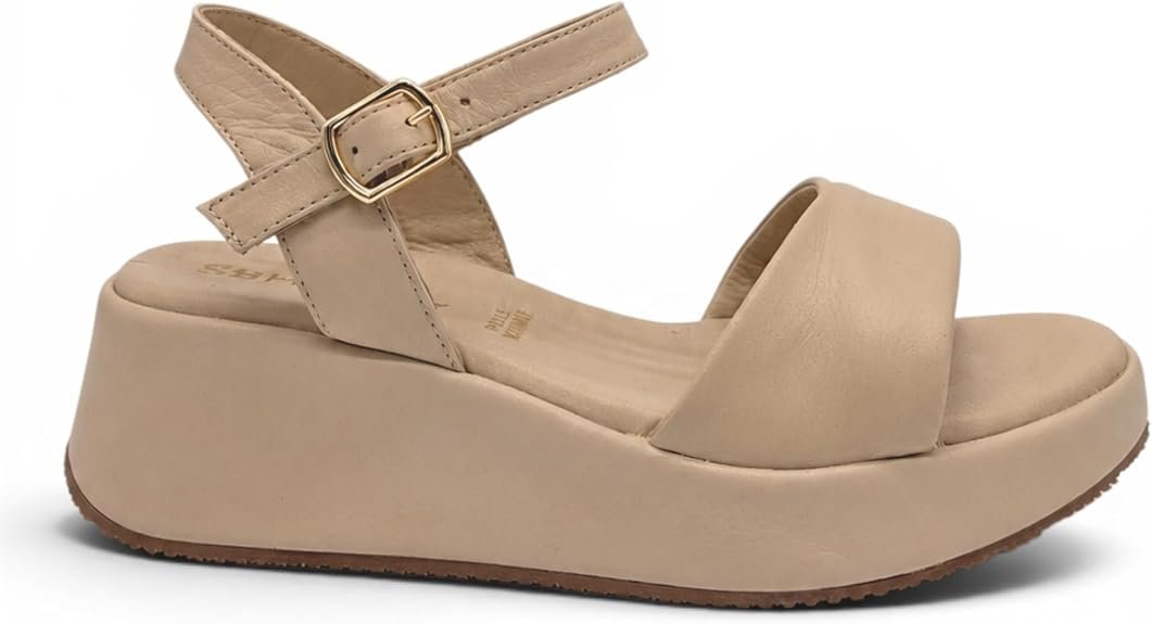 Shaddy - Sandalo Donna in pelle con zeppa platform leggera e cinturino regolabile alla caviglia. Comfort per primavera estate. - immagine 5