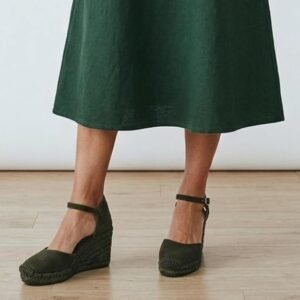 Espadrilles - Scarpa Donna in Tessuto con Zeppa Media e Cinturino alla Caviglia. Scarpe estive Eleganti e comode.