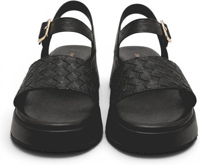 Shaddy - Sandali Donna con zeppa platform in pelle intrecciata e cinturino regolabile con fibbia. Comfort per primavera estate. - immagine 5
