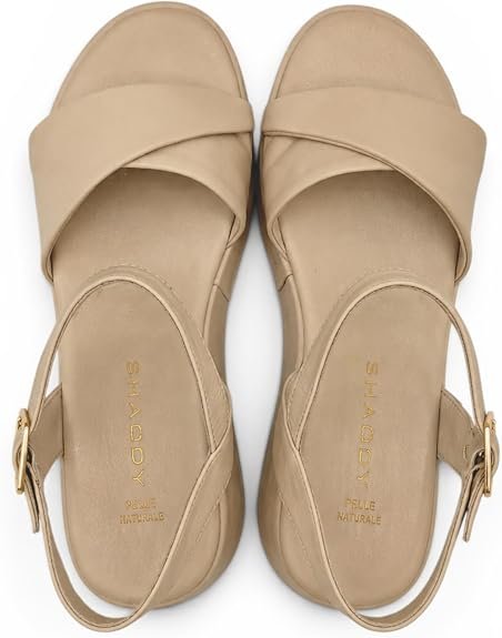 Shaddy - Sandalo Donna in pelle con zeppa platform leggera e cinturino regolabile alla caviglia. Comfort per primavera estate. - immagine 3