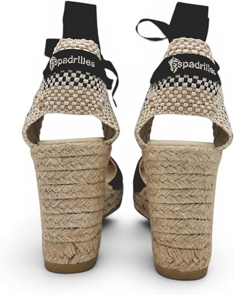 Espadrilles - Scarpa Donna in Tessuto con Zeppa in Corda e Laccio alla Caviglia. Espadrillas estive Eleganti e comode. - immagine 4
